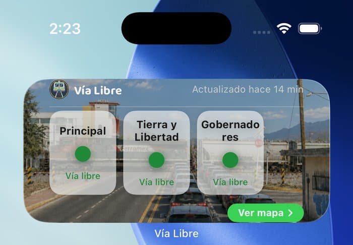 Widget de Mis cruces favoritos en la pantalla de inicio del teléfono